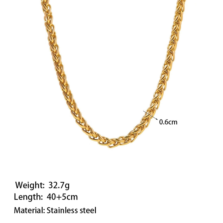 Jewelry Simple Style Solid Color 304 Stainless Steel 18K Gold Plated Polishing Plating Bracelets Necklace