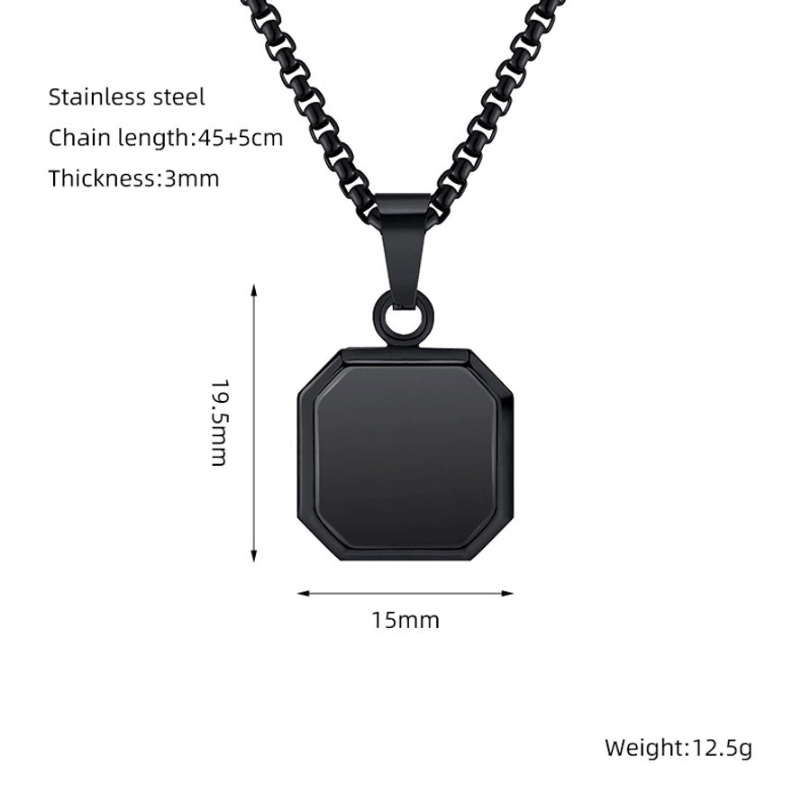 304 Stainless Steel Casual Simple Style Plating Geometric Natural Stone Pendant Necklace - CEJEW