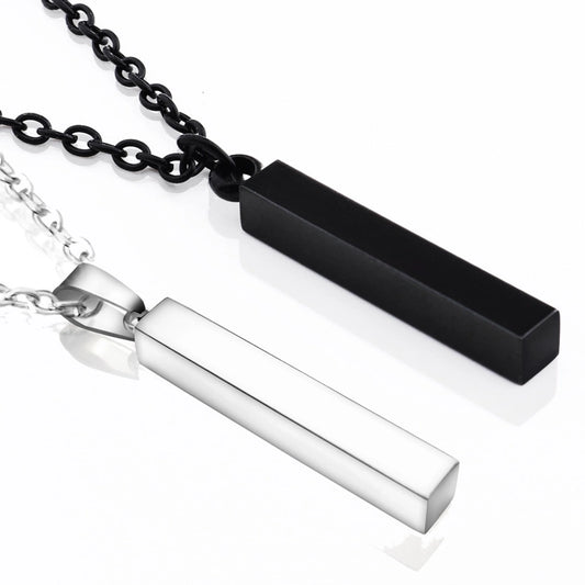 fashion solid color rectangle stainless steel plating pendant necklace 1 piece