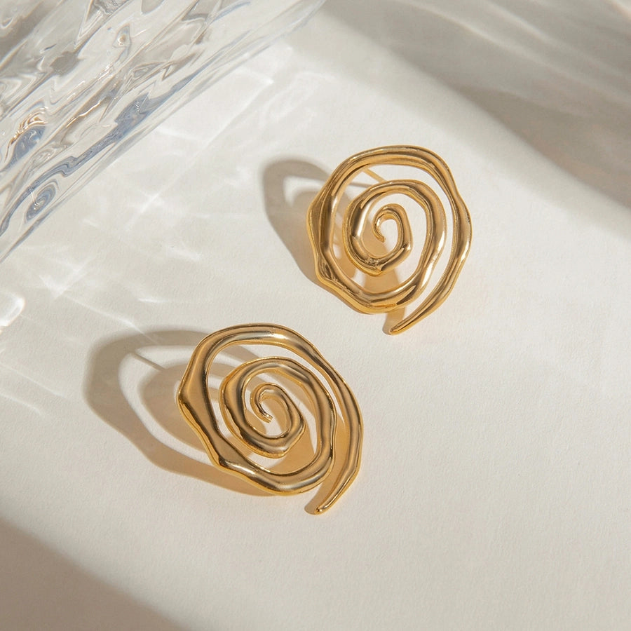 1 Pair Simple Style Classic Style Spiral Plating 304 Stainless Steel 18K Gold Plated Ear Studs