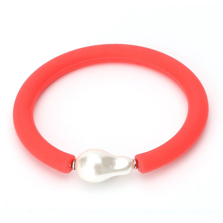 1 piece fashion round silica gel pearl women's bangle