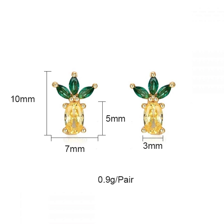 1 pair sweet simple style flower plating inlay copper zircon gold plated ear studs