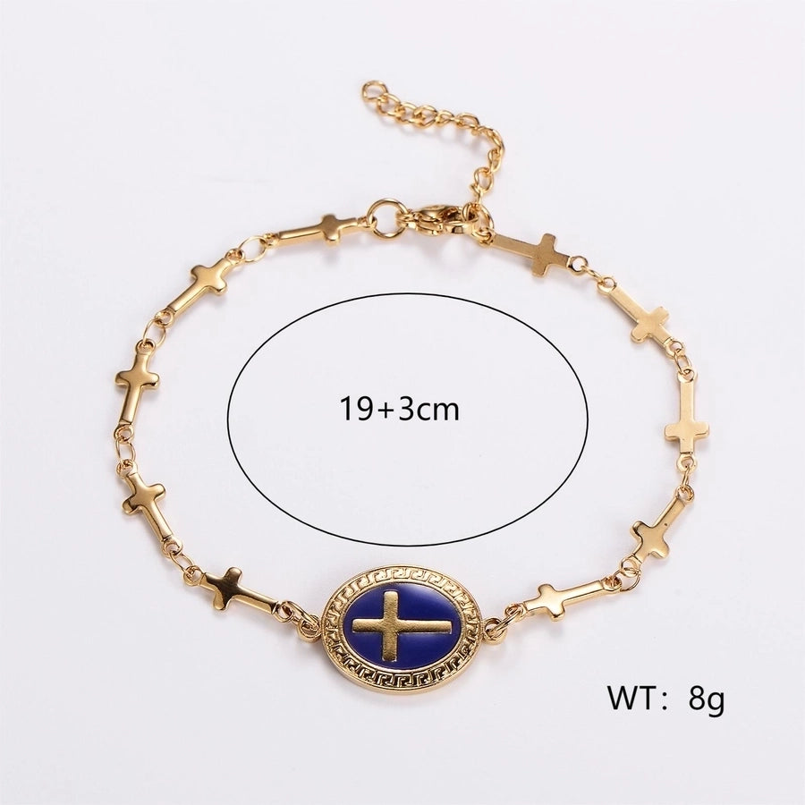 Elegant Streetwear Cross 304 Stainless Steel 18K Gold Plated Bracelets In Bulk