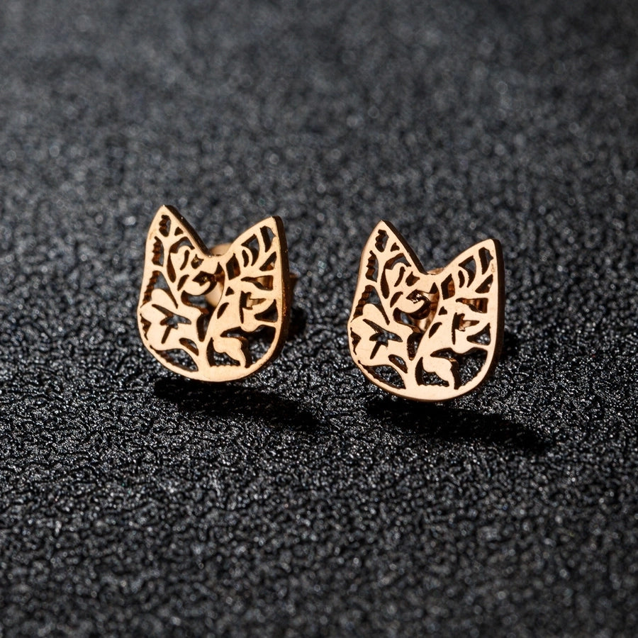 1 Pair Lady Modern Style Sweet Maple Leaf Solid Color Notes Polishing Plating 304 Stainless Steel 18K Gold Plated Ear Studs