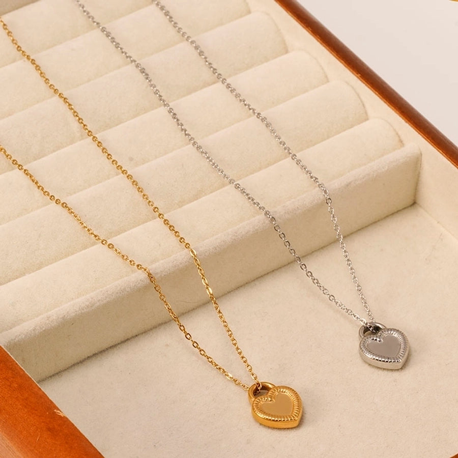 Jewelry Casual Simple Style Classic Style Heart Shape Lock 304 Stainless Steel 18K Gold Plated Stainless Steel Necklaces