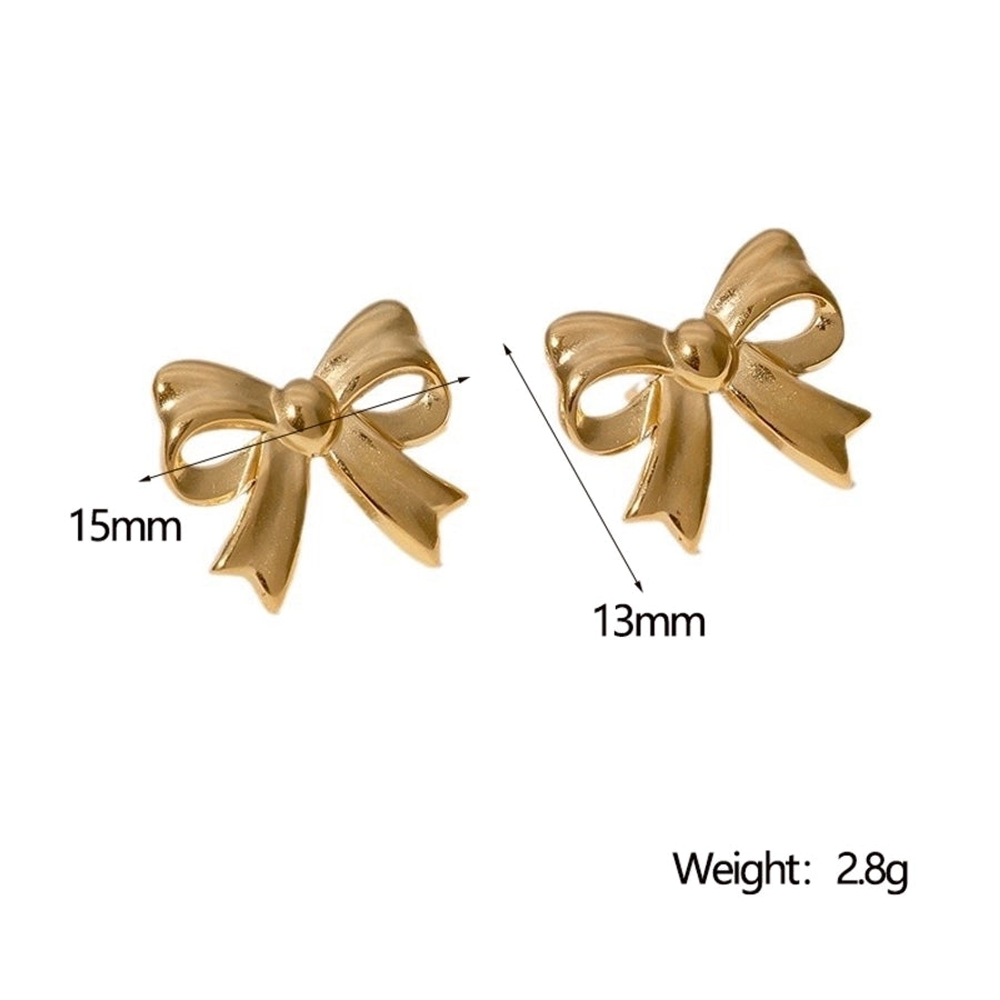 1 Pair IG Style Cute Simple Style Bow Knot 304 Stainless Steel 18K Gold Plated Ear Studs