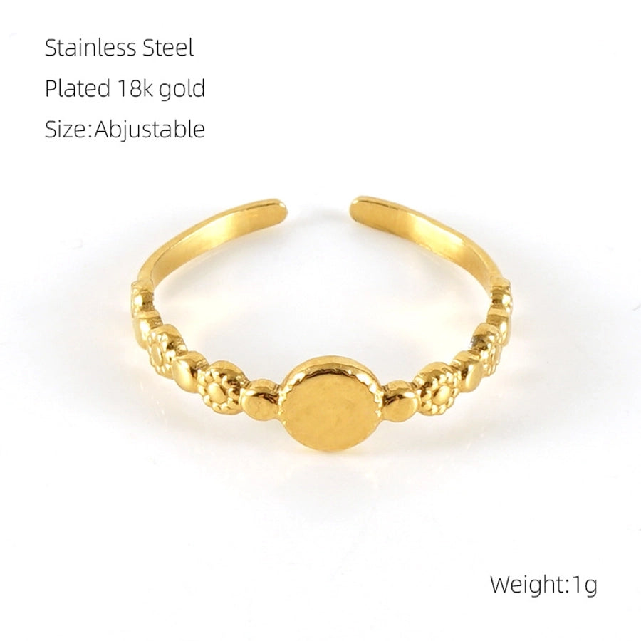 Jewelry Simple Style Geometric 304 Stainless Steel Pearl 18K Gold Plated Inlay Open Rings