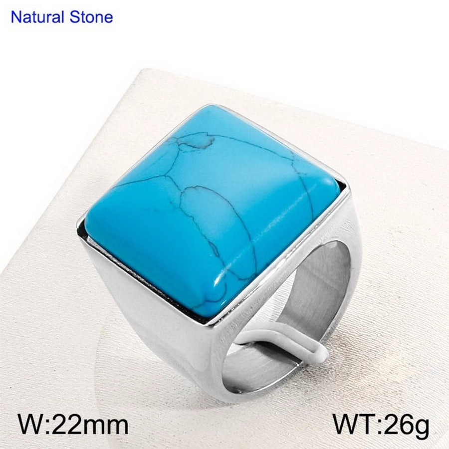 Jewelry Vintage Style Geometric Square Stainless Steel 18K Gold Plated Plating Rings