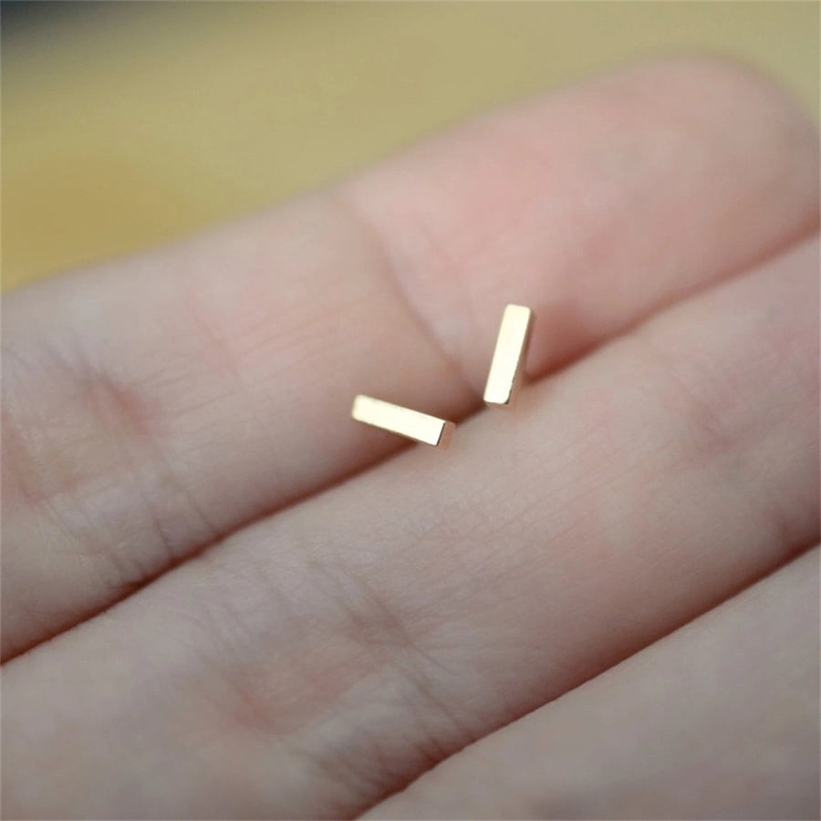 1 Pair Simple Style Classic Style Solid Color Plating 304 Stainless Steel 14K Gold Plated Ear Studs - CEJEW