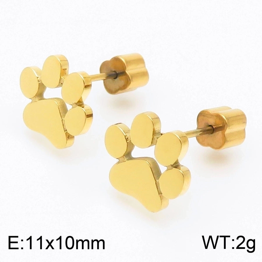 Fashion Heart Titanium Steel 18K Gold Plated Earrings Ear Studs