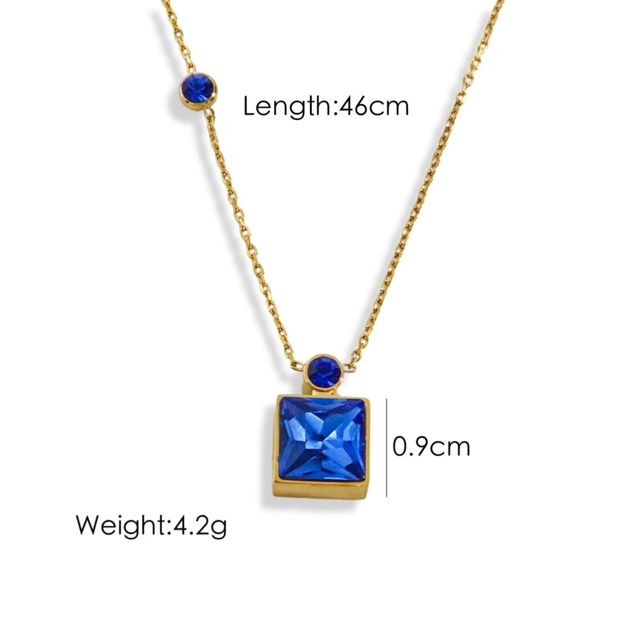 304 Stainless Steel 14K Gold Plated Simple Style Inlay Square Zircon Pendant Necklace