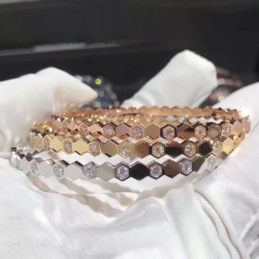 fashion geometric titanium steel zircon bangle