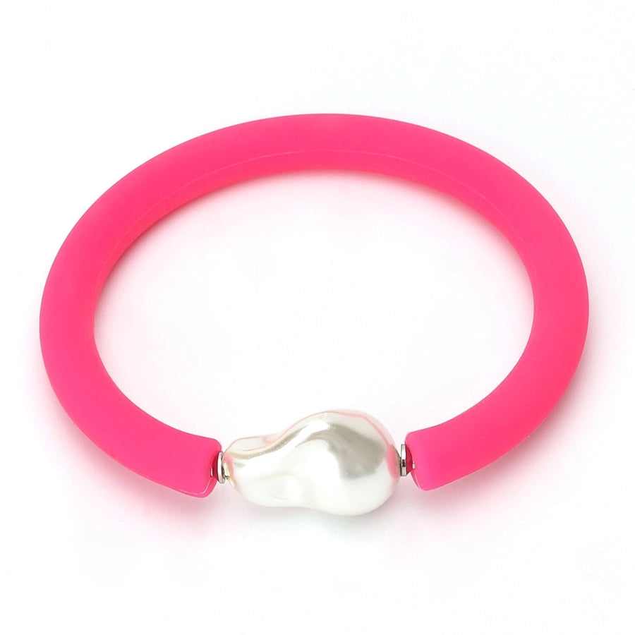 1 piece fashion round silica gel pearl women's bangle