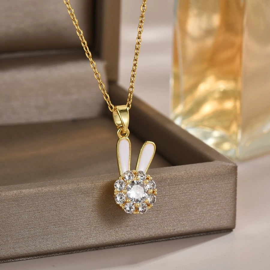 Jewelry Simple Style Classic Style Printing Titanium Steel Zircon Inlay Pendant Necklace