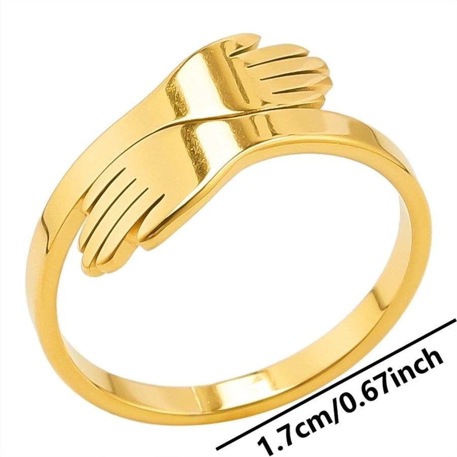 Jewelry Commute Palm 304 Stainless Steel 18K Gold Plated Polishing Rings - CEJEW