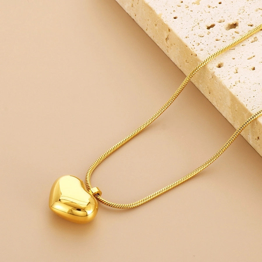 Jewelry Elegant Classic Style Heart Shape 304 Stainless Steel Pendant Necklace