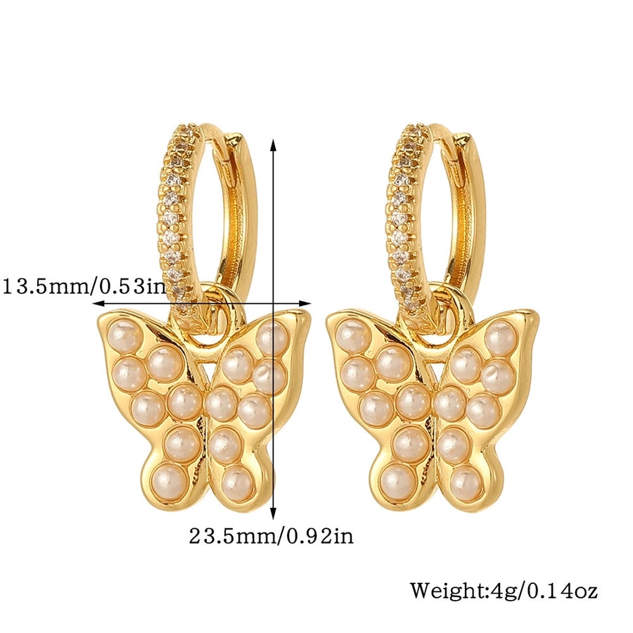 1 pair streetwear animal heart shape plating inlay copper zircon drop earrings ear studs