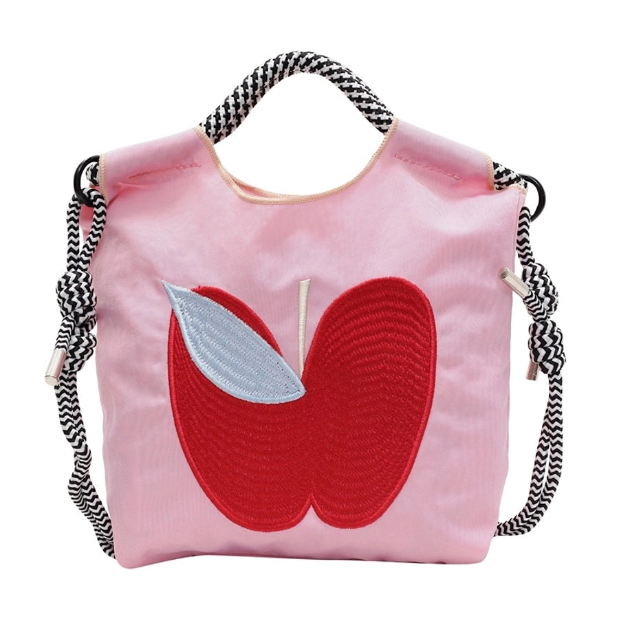 Women's Small Nylon Apple Streetwear Embroidery Square Open Tote Bag