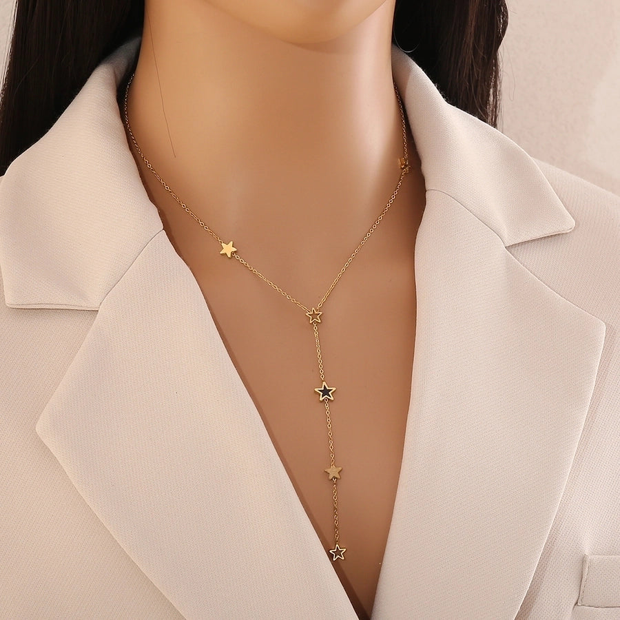 Jewelry Simple Style Classic Style Commute Star Heart Shape 304 Stainless Steel 18K Gold Plated Necklace