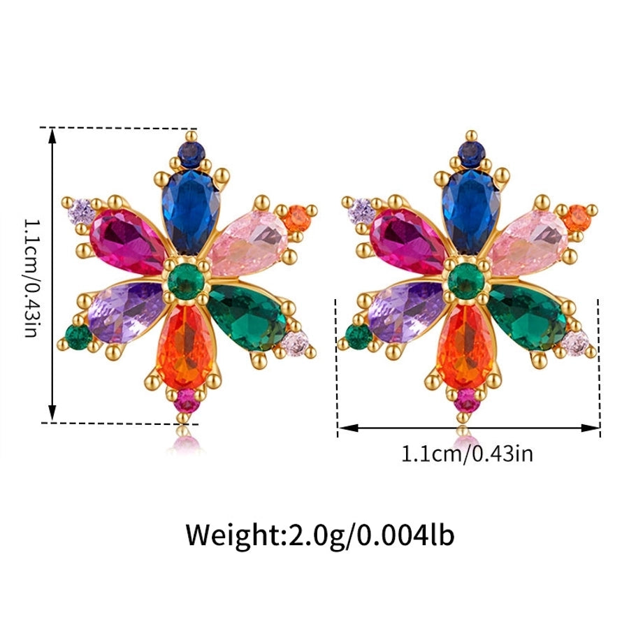 1 Pair Elegant Classic Style Streetwear Leaf Heart Shape Bow Knot Copper Zircon Ear Studs