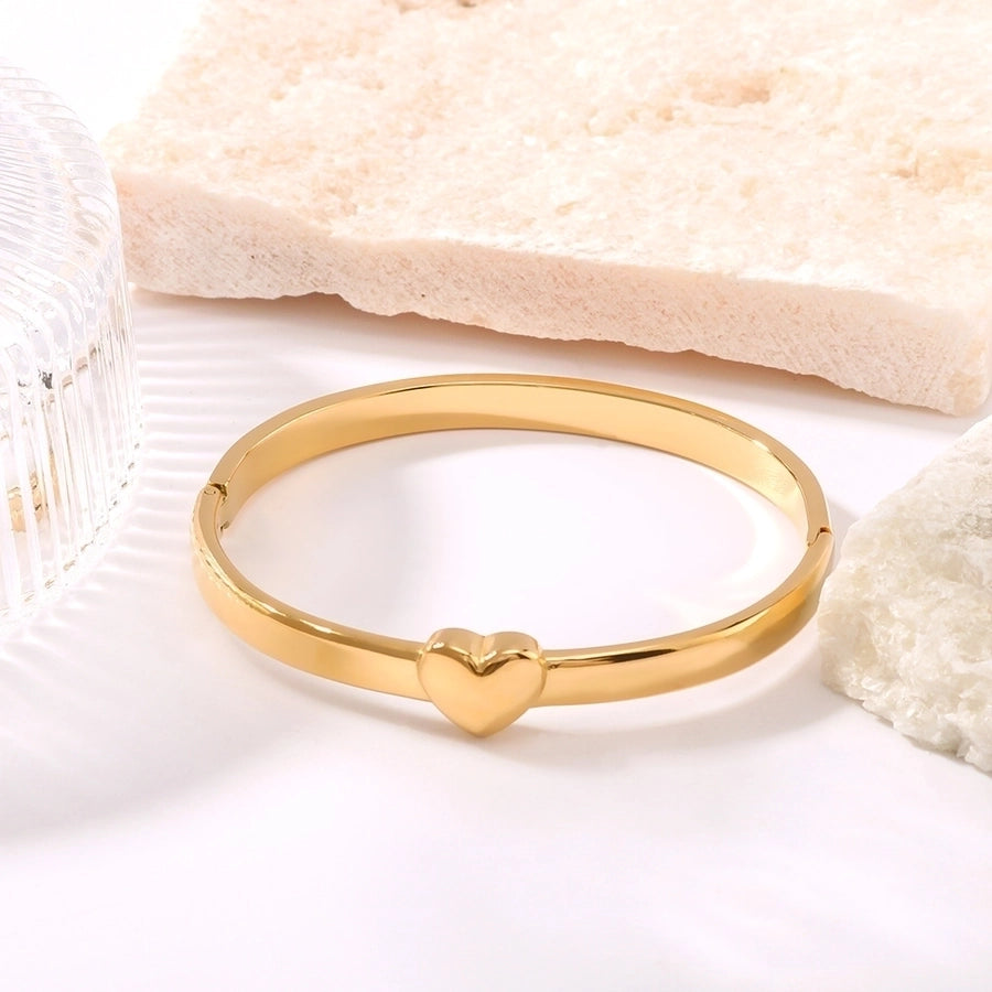 304 Stainless Steel 18K Gold Plated IG Style Simple Style Plating Heart Shape Bangle