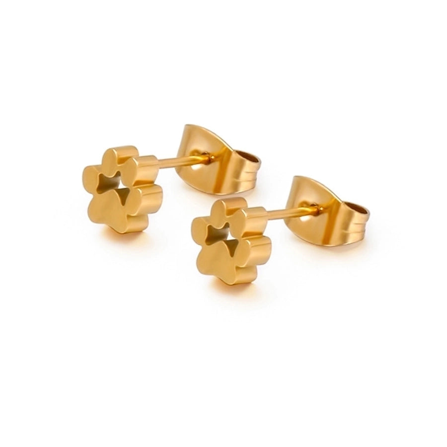 Fashion Heart Titanium Steel 18K Gold Plated Earrings Ear Studs