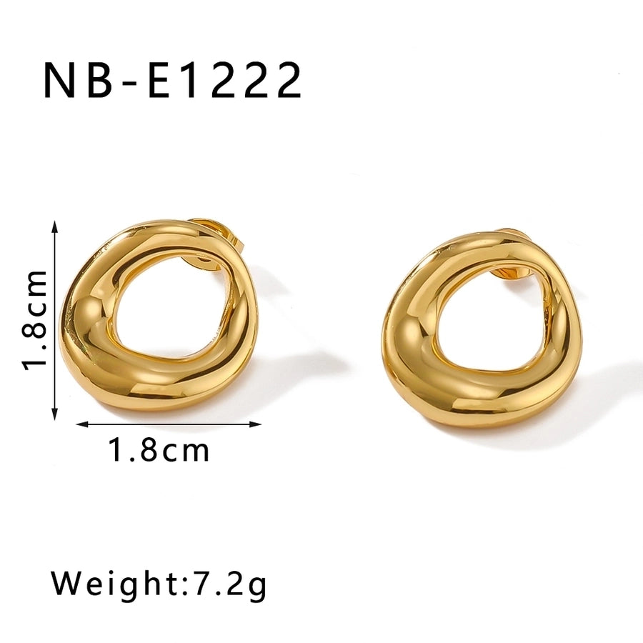 1 Pair Vintage Style Simple Style Circle Plating 304 Stainless Steel 18K Gold Plated Earrings