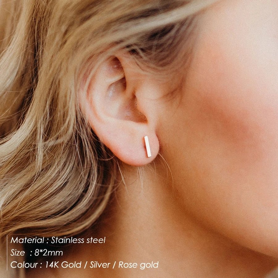 1 Pair Simple Style Classic Style Solid Color Plating 304 Stainless Steel 14K Gold Plated Ear Studs - CEJEW