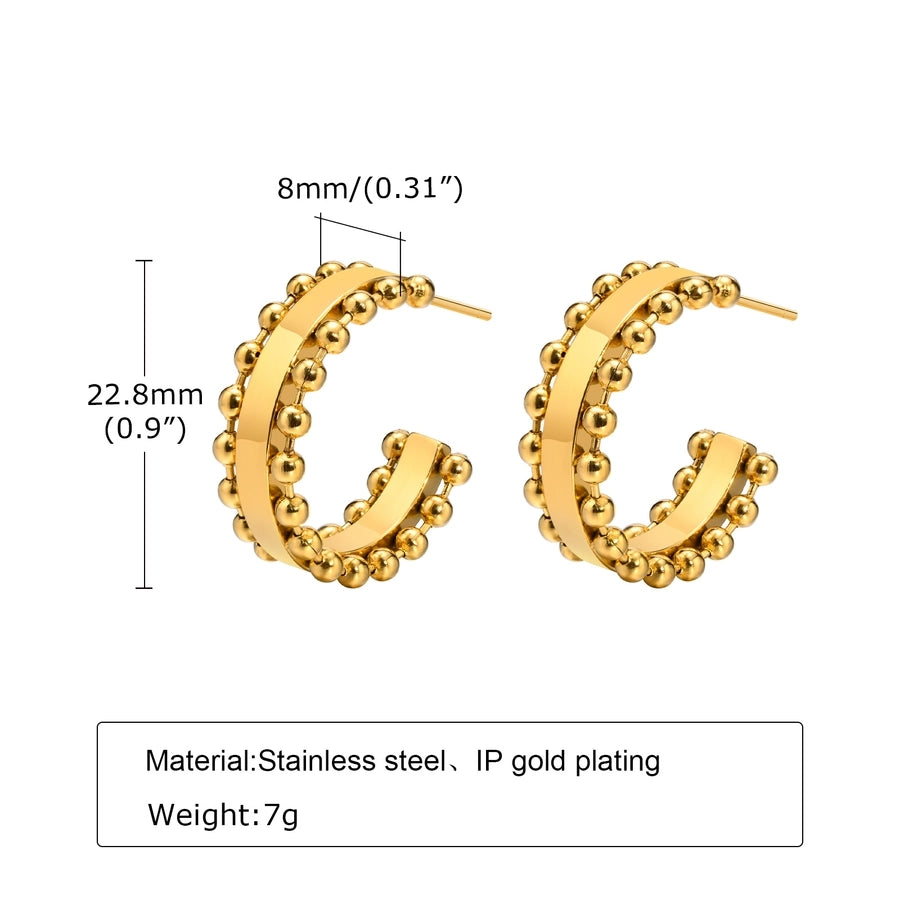 1 Pair Simple Style Solid Color Plating 304 Stainless Steel Gold Plated Earrings