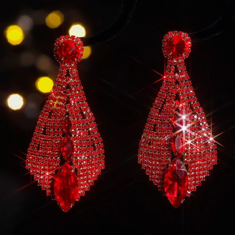 1 Pair Rock Simple Style Shiny Tassel Inlay 316 Stainless Steel  Artificial Rhinestones Drop Earrings