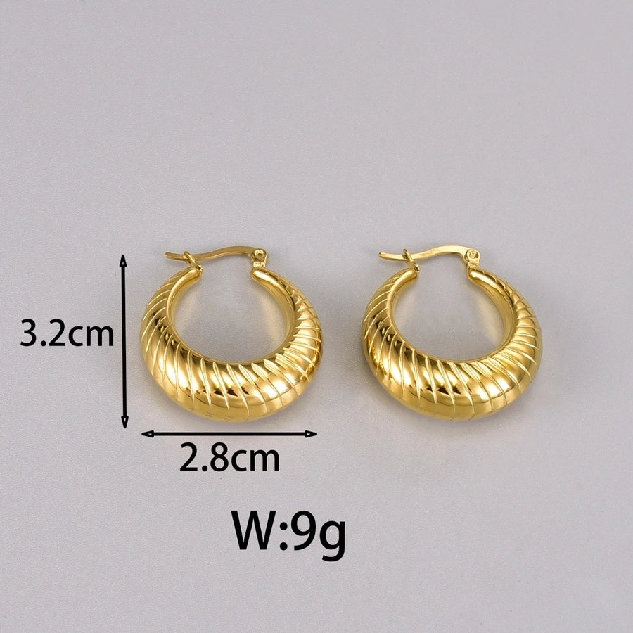 1 Pair Simple Style Classic Style C Shape Plating 304 Stainless Steel Titanium Steel 18K Gold Plated Ear Studs - CEJEW