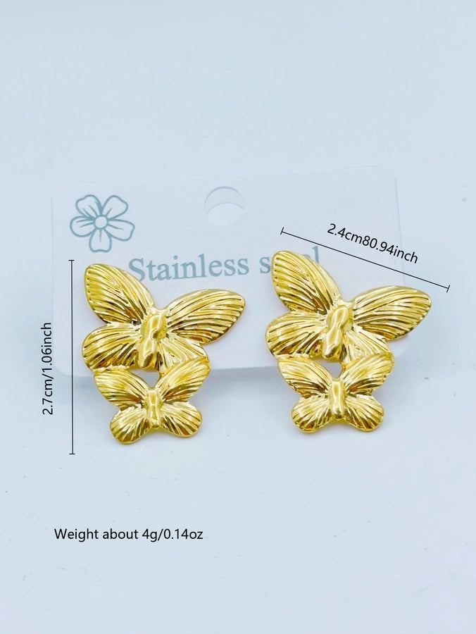 1 Pair Sweet Simple Style Butterfly Bow Knot 304 Stainless Steel Ear Studs