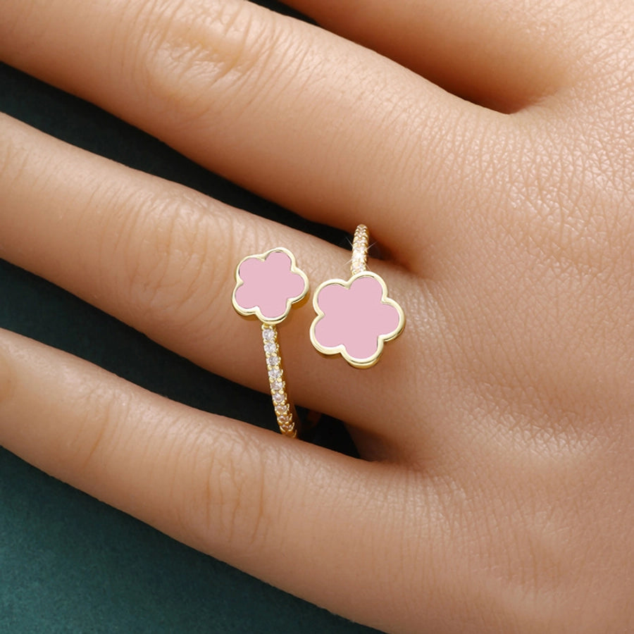 Copper Sweet Geometric Flower Open Rings